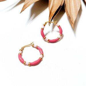 Pink hoop earrings S493